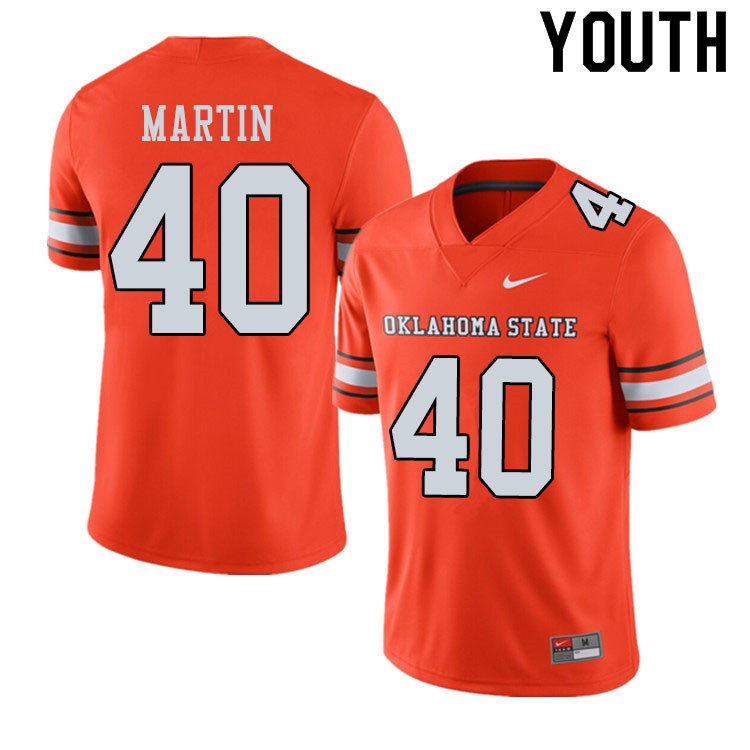 Youth #40 Brock Martin Oklahoma State Cowboys College Football Jerseys Sale-Alternate Orange - Click Image to Close